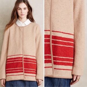 Anthropologie Tan and Red Striped Jacket